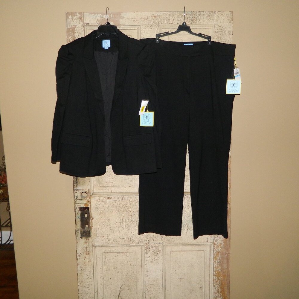CeCe 2 pc Pant Suit Black Blazer 3X Pants 20W (OF) - Picture 1 of 9